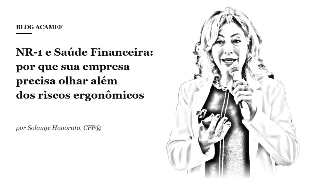 Solange Honorato, CFP®, em palestra – ilustração em preto e branco