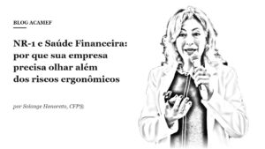 Solange Honorato, CFP®, em palestra – ilustração em preto e branco